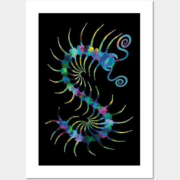 Watercolor Rainbow Centipede Wall Art by IgorAndMore